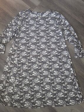 Ann Taylor LOFT Floral Artsy Swing Trapeze Dress Jersey Knit 3/4 Sleeve XS